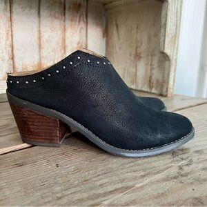 Lucky Brand Mabri Black Leather Women's Mules Size 7.5 NWOT